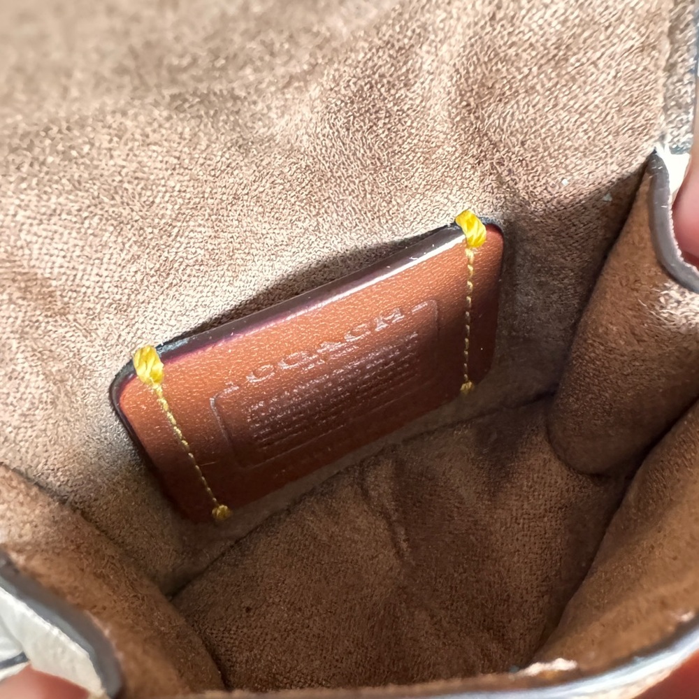 Coach Mini Beat Bag Charm with Horse & Carriage Leather Keychain Brown - Picture 6 of 6